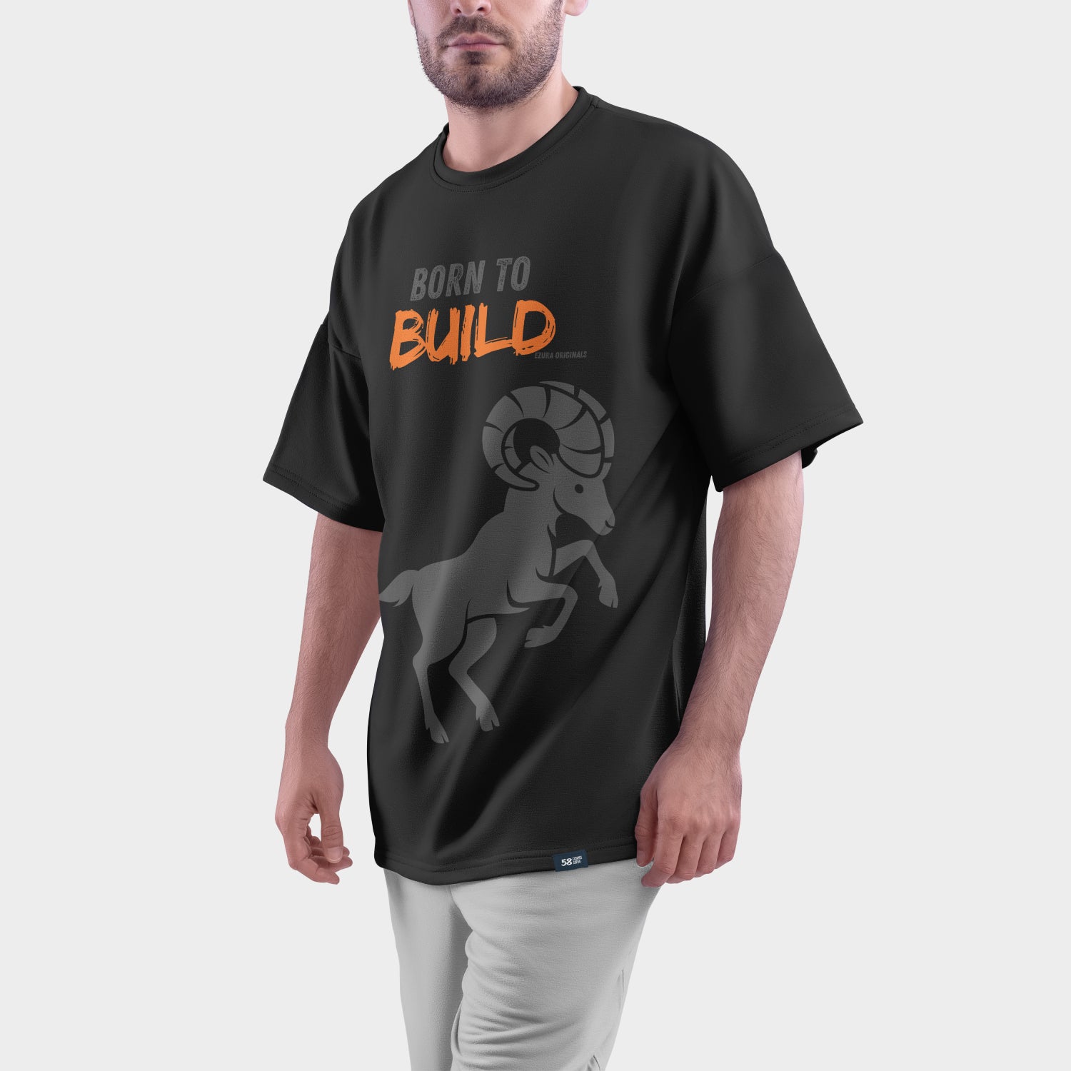 Born to Build Aries Tee | Men's Oversized Graphic T-Shirt