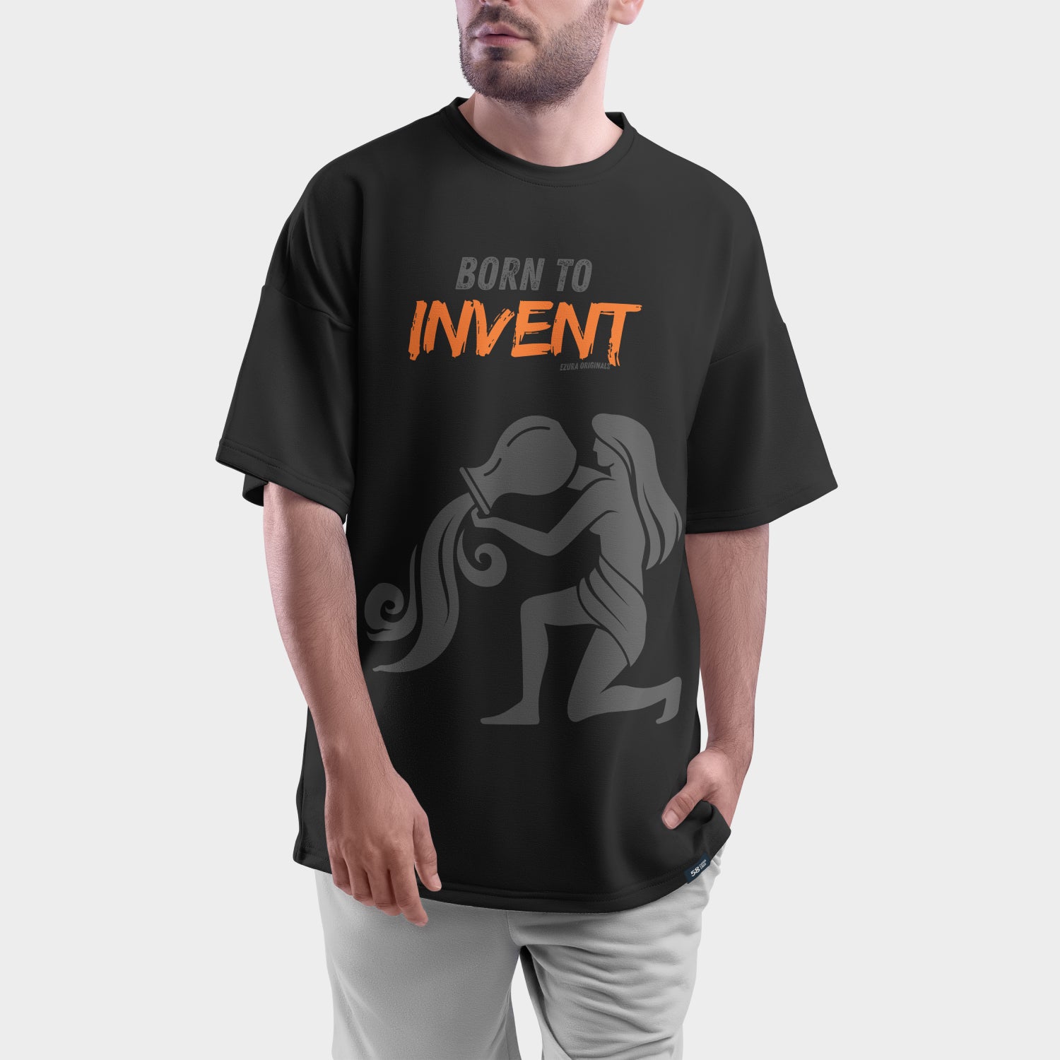 Born to Invent Aquarius Tee | Men's Oversized Graphic T-Shirt