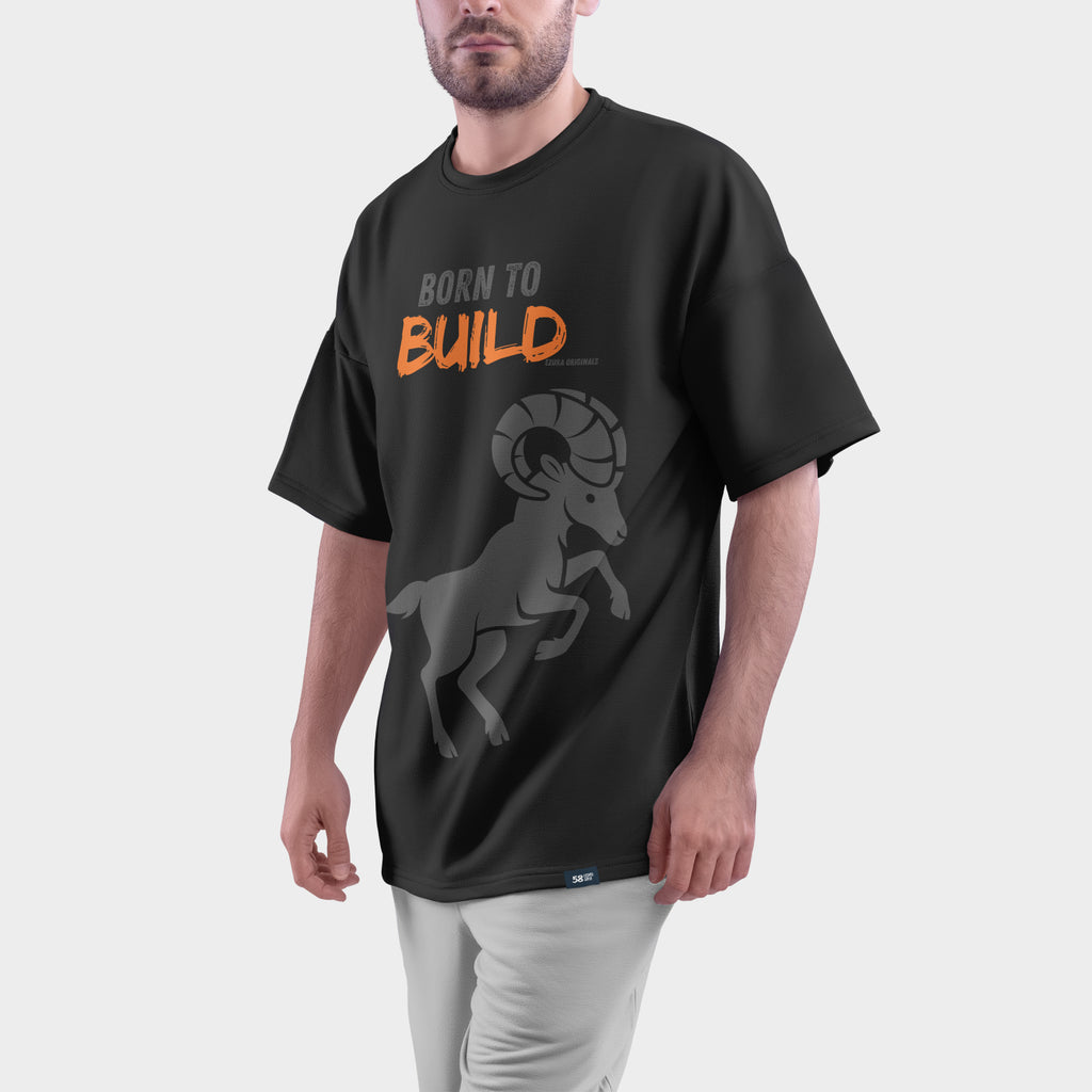Born to Build Aries Tee | Men's Oversized Graphic T-Shirt