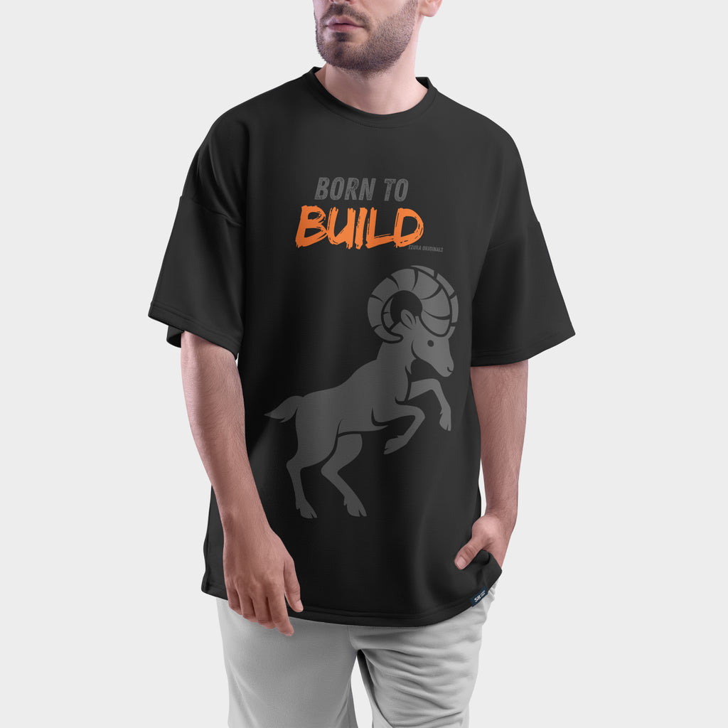 Born to Build Aries Tee | Men's Oversized Graphic T-Shirt